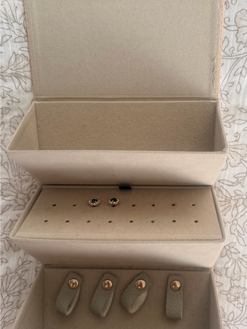 Gold and Green Stud Earrings - Women Accessories